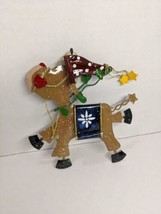 Vintage Christmas Reindeer Metal Hanging Ornament 4&quot; - £21.74 GBP