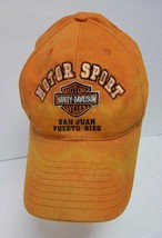 Harley-Davidson Puerto Rico Baseball Hat Cap San Juan Orange Adult VTG Distress - £23.63 GBP