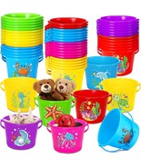 Leitee 50 Pieces Mini Plastic Beach Pail 6.3 Inch Small Sand Bucket Colored - $1,137.18 MXN