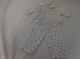 American Girl Doll Emily Pajamas White Flannel Shirt Pants Floral Button Retired - £13.97 GBP
