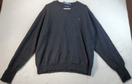 Polo By Ralph Lauren Sweater Men Large Black Knit 100% Wool Raglan Sleeve V Neck - $19.75