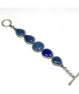Lucky Brand Bracelet Silver Tone Tear-Drop Blue Stone Toggle - £26.65 GBP