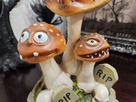 Halloween Scary Mushrooms Cemetery Skulls Figurine Prop Resin Decor 8.5&quot; - £29.08 GBP