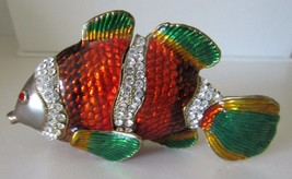 Fish Trinket Box~Austrian Crystals~Metal~Adorable~Collectible~Free Shipping - $50.62