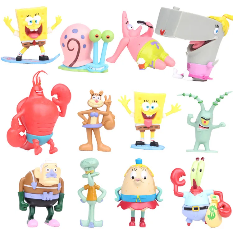 12pcs/set Spongebob Patrick Figure Collection Model Toys - £19.68 GBP