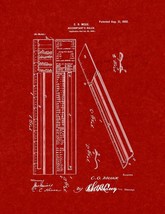 Accountant&#39;s Ruler Patent Print - Burgundy Red - £6.22 GBP+