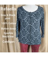 Rafaella Gray &amp; Black Print 100% Cotton Sparkle Detail Neckline Cardigan... - £12.58 GBP
