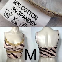 Beautiful Cream / Brown Zebra Print Lace Trim Crop Top~ Size M - £16.44 GBP
