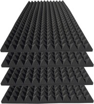 4 Pack Pyramid Sound Proof Foam Panels,48X24X2 Inch Acoustic Foam,High, Black - £69.22 GBP