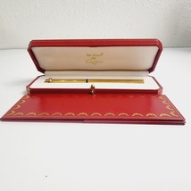 Vintage les must de Cartier Gold-Toned Rectangular Trinity Ball Point Pen W/ Box - £307.18 GBP