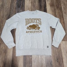 Roots Athletics Sweatshirt Gray Gold Size Small Graphic Pullover 90s Cre... - $428.04 MXN