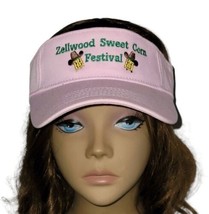 Zellwood Sweet Corn Festival Pink Cap Embroidered Visor Hat Adj Back Strap - £17.27 GBP
