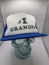Vintage #1 Grandpa hat foam mesh trucker snapback blue white cap Father'... - $17.99