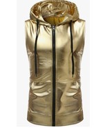 ZEROYAA Mens Hipster Metallic Zip Sleeveless Hooded Vest T Shirt Kangaroo Pocket - £23.23 GBP