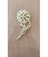 Vintage Gold Tone Sunflower Flower Brooch Pin Faux Pearl - $24.69 CAD