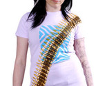 Cardboard Robot Women&#39;s Lilac or Gray Zebra Hunter Bullet Belt T-Shirt X... - $14.24
