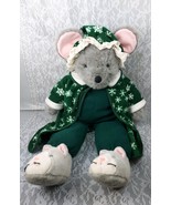 JCPenney Christmas Mouse Plush Cat Slippers Green White Snowflakes 34&quot; S... - $1,415.75 MXN