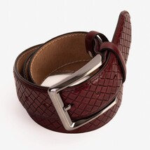 The Layla Burgundy Woven Pattern Leather Belt image 7