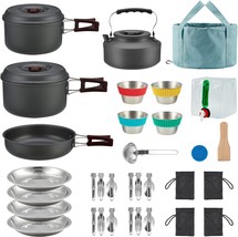 Bulin 37/24/20/17/12/9/4Pcs Camping Cookware Mess Kit Backpacking Cooking Set - £83.02 GBP