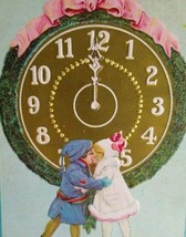 New Years Postcard Kissing Kids Big Gold Clock Wreath 1912 Series 203 D Stecher - £9.79 GBP