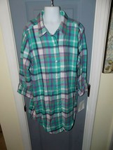 MAGGIE BREEN too Boutique Multi-Colored Plaid Long-Sleeve Top Size 14 Girl&#39;s NEW - £23.98 GBP