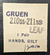 1 Pr / Set Of NOS Gruen 210ss-211ss Gilt/Gold Tone LEAF Style Watch Hands 12mm - £7.73 GBP