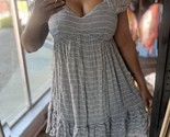 White Birch V-Neck Striped Dress Grey - $41.00