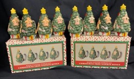 8 Vintage Porcelain Christmas Tree Napkin Rings World Bazaars Holiday - £6.10 GBP