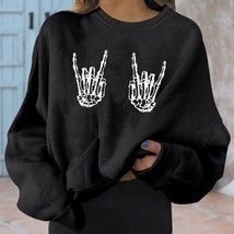 N autumn streetwear printing skull gesture print hoodies pullovers harajuku girl gothic thumb200