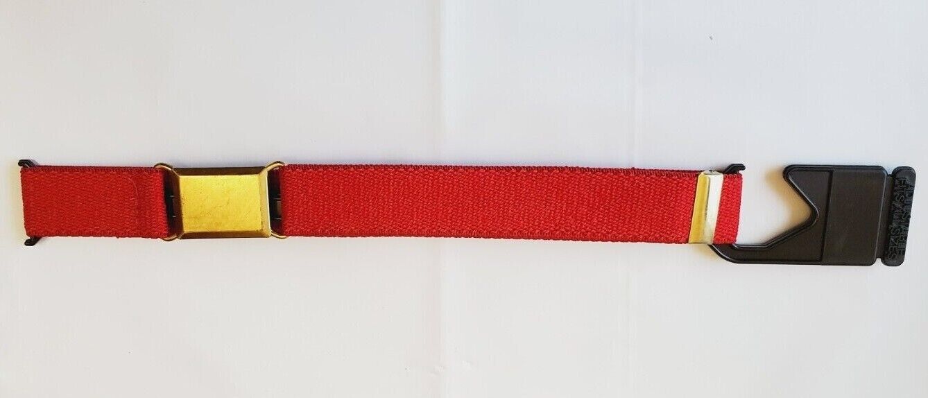 Unbranded Boy&#39;s Stretchable Hook Belt Red With Gold Accents Fits All Siz... - $10.69