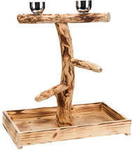 Premium Natural Wood Bird Tree Perch with Stainless Steel Cups - £30.71 GBP+