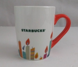 2020 Starbucks White With Orange Handle Birthday Candles Design 10oz Coffee Cup - £10.66 GBP