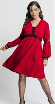 Paul Brial: Red Magic Puff Sleeve Dress - £95.21 GBP