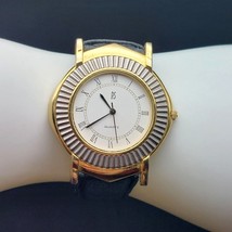 Vintage Paul Sebastian Quartz Gold &amp; Silver Tone Watch With Genuine Leat... - $57.09