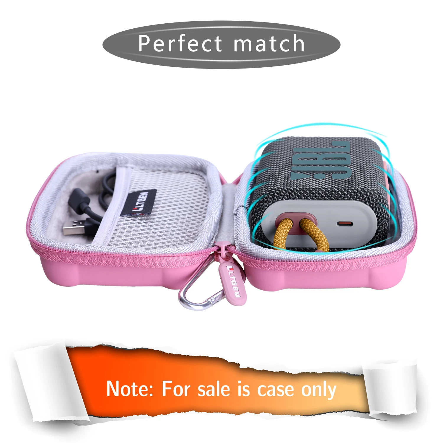Ltgem pink eva hard case for a go 3 portable speaker with bluetooth built in battery thumb200