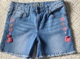 VIGOSS ~ Embroidered ~ Blue ~ Cotton Blend ~ Denim Shorts ~ Girls&#39; Size 16 - £17.87 GBP