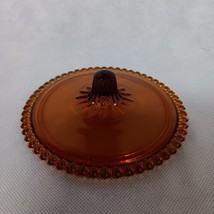 7159 Amber Indiana Glass Beaded Edge Candy Compote Lid Only - £13.25 GBP