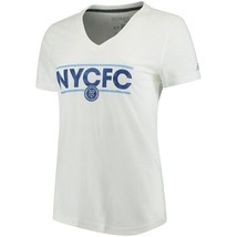 adidas New York City FC Women&#39;s White Dassler Pattern V-Neck T-Shirt Size Small - £11.39 GBP
