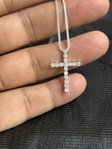 3CT Rund Künstlicher Diamant Anhänger Halskette Kreuz Form 14k Weiß Verg... - $67.25