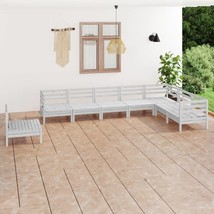 8 Piece Garden Lounge Set Solid Wood Pine White - £246.55 GBP