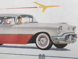 1950s Red &amp; White GM Oldsmobile Super 88 2-Door Sedan Advertising Print Ad - £11.18 GBP
