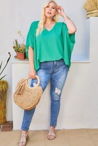 Women&#39;s Jade Plus Size V Neck Dolman Sleeves Top (3XL) - £26.58 GBP