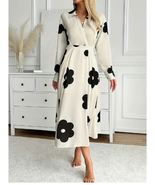 Women&#39;S Elegant Floral Print A-Line Dress, Polyester 95% Elastane 5%, Lo... - $35.00