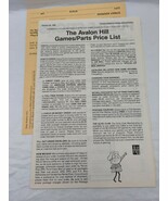 The Avalon Hill Games/Parts Price List Board Game January 26 1982 Catalog - $16.27 CAD