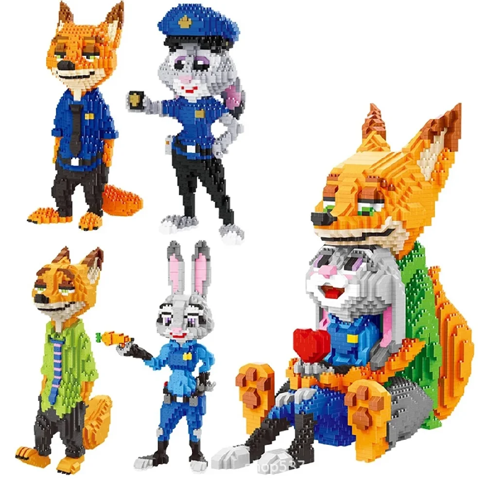 Hot Sale Zootopia Nano Micro Building Blocks Toys Anime Action Figures Nick Fox - £27.11 GBP+