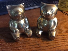 2 Solid Brass  Bears Solia Made in Korea  approximately 4 1/2&quot; tall - $18.36