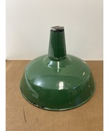 Vintage Enameled GREEN LAMP SHADE porcelain fixture gas station industri... - $82.63 CAD