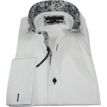 Men's Axxess Turkey Shirt 100% Cotton High Collar 224-13 French Cuffs White image 1