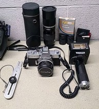 Minolta SRT101 Camera - 58,55 &amp; 90mm-210mm - 3 Lenses, Flash, Case, Etc - $186.90