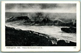 Waves Breakers on Beach Pemaquid Beach Maine ME 1936 Photo-Type Postcard G7 - £5.41 GBP